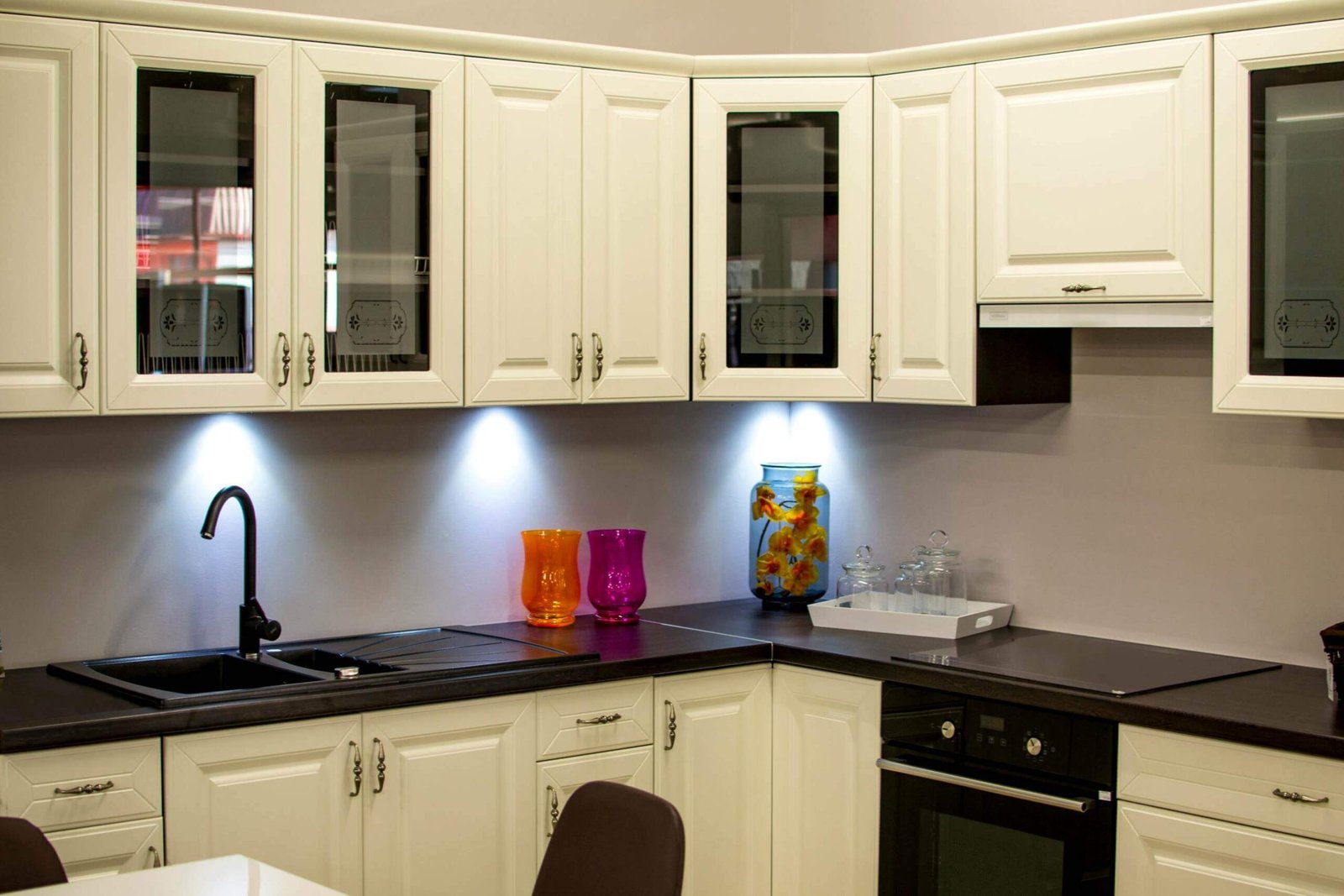 Kitchen installation with LED lights