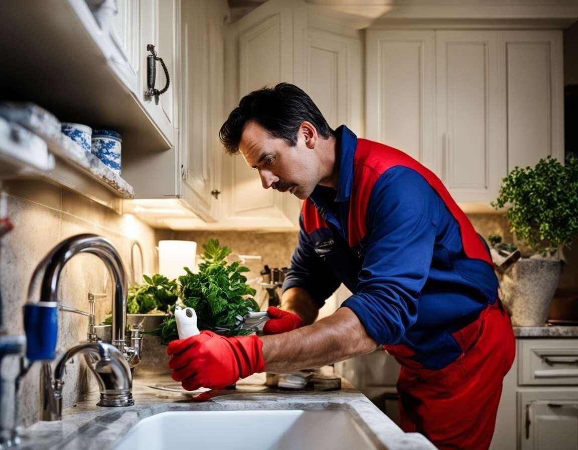 A Sound Plumber fixing a sink in a home.