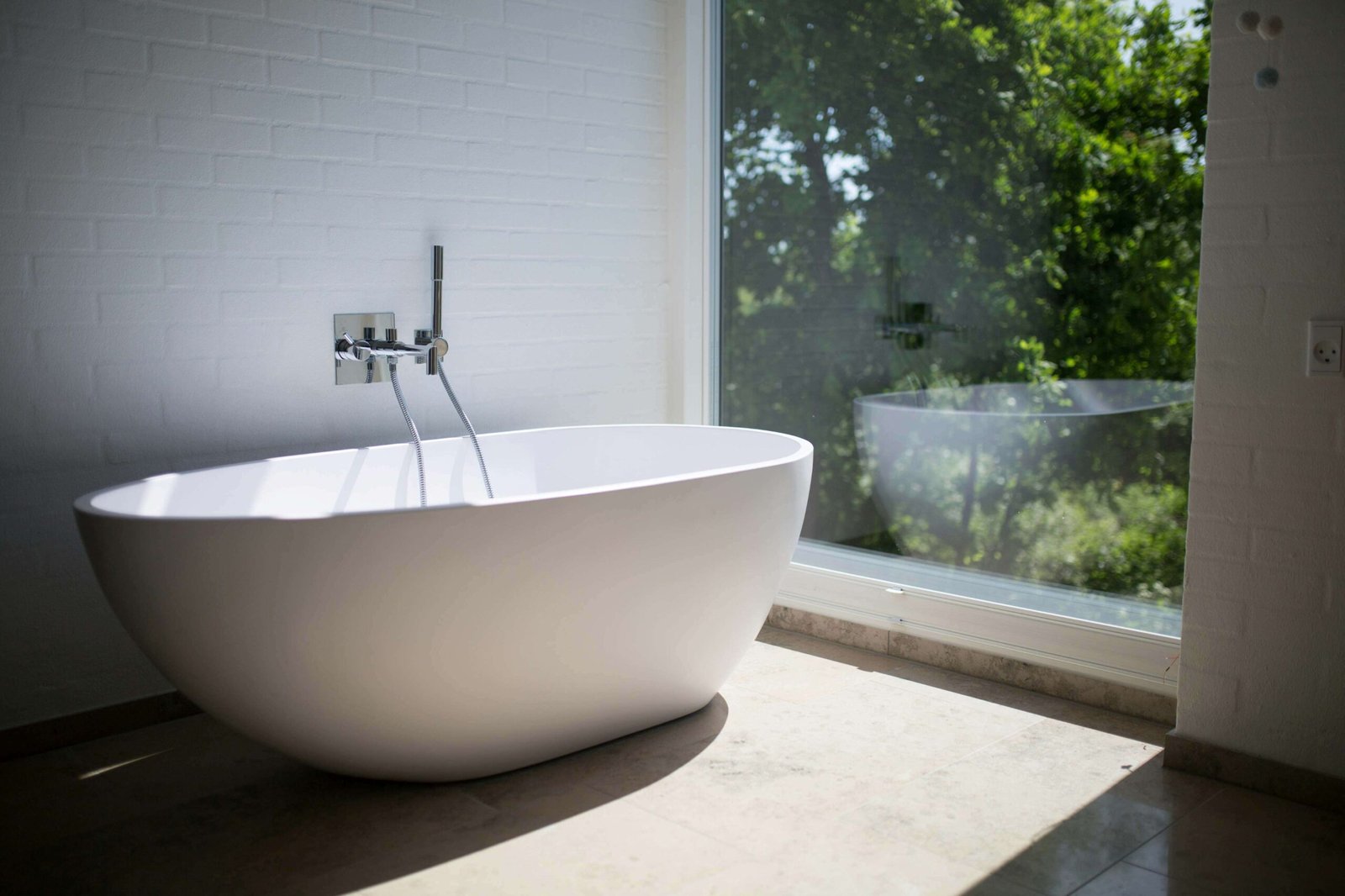 White bathroom with a view