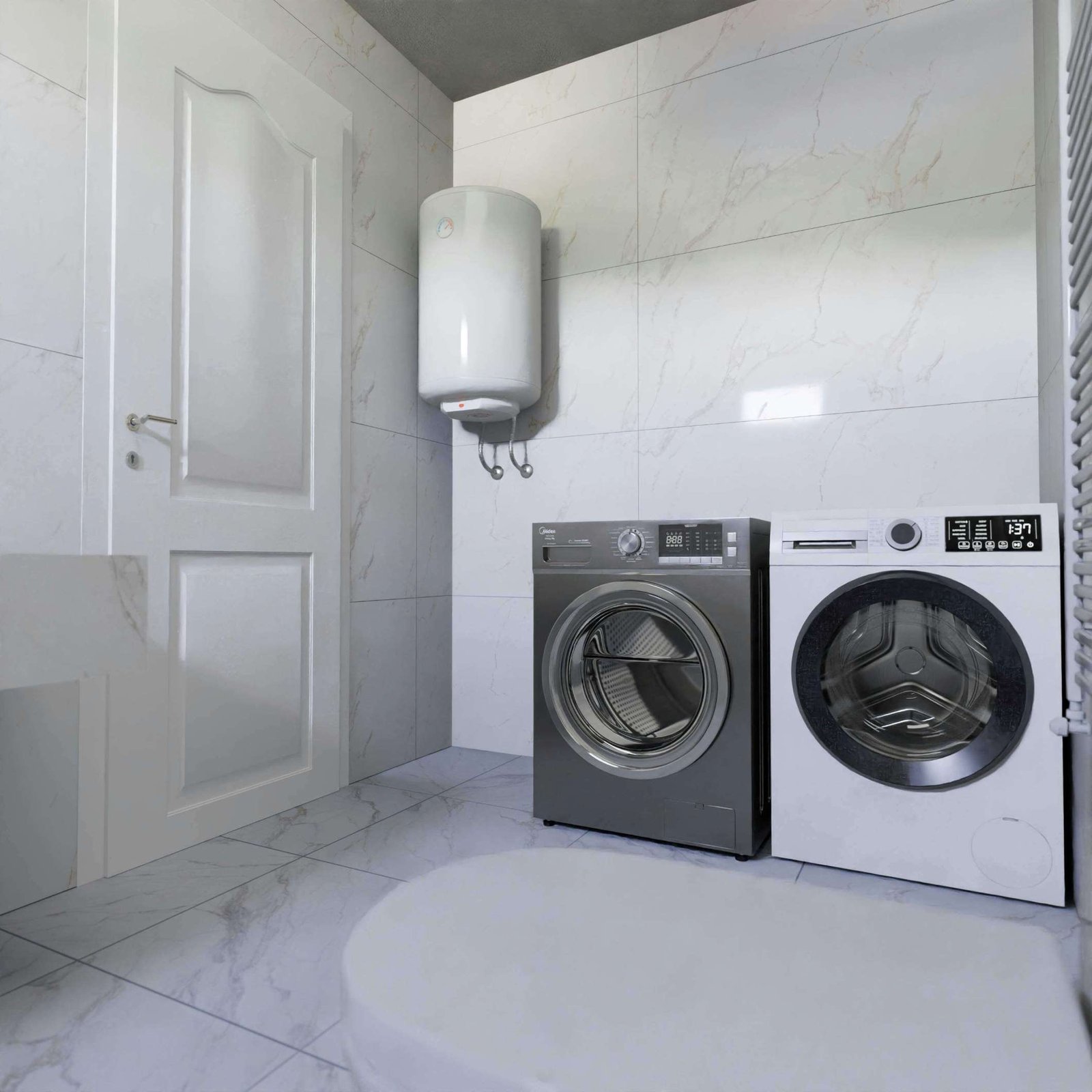 Water-Heater-Repair-Service-Tigard-in-OR-Sound-Plumbing-and-Drain (2) Water heater and washer in basement