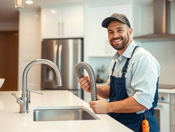 Drain cleaning being conducted by Sound plumber.