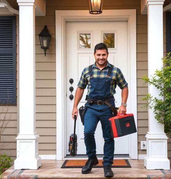 emergency-job-sound-plumbing-and-drain Plumber leaving Vancouver home.