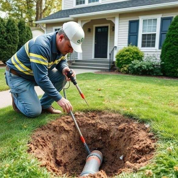 main-water-line-services-sound-plumbing-and-drain Plumber doing a main water line repair in garden