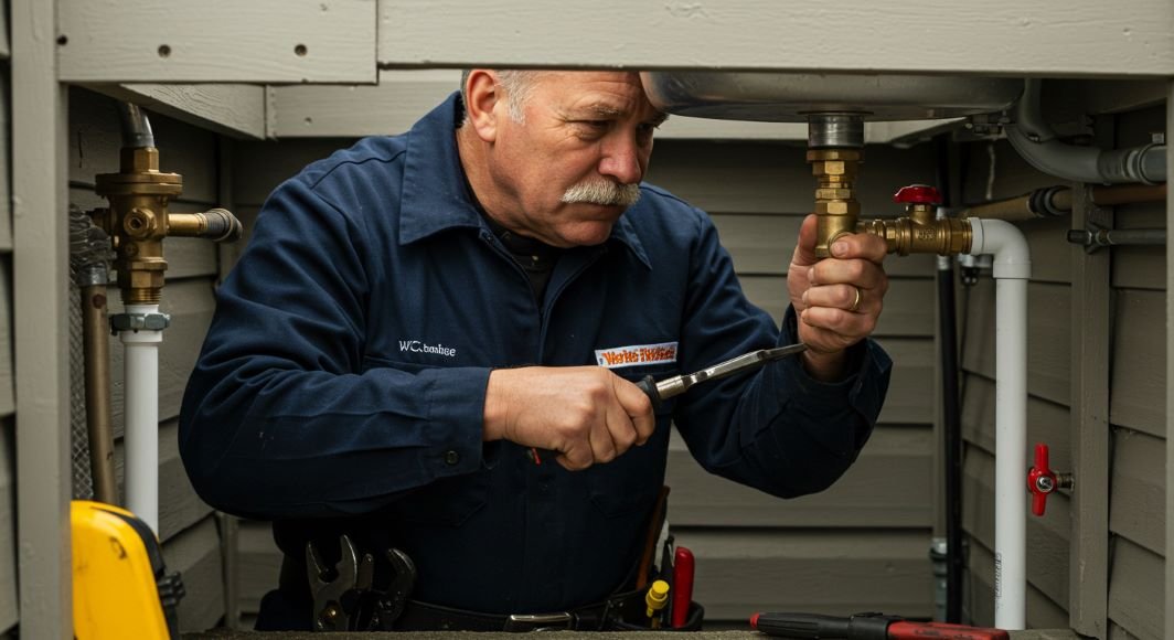 Emergency plumber repairing a faucet